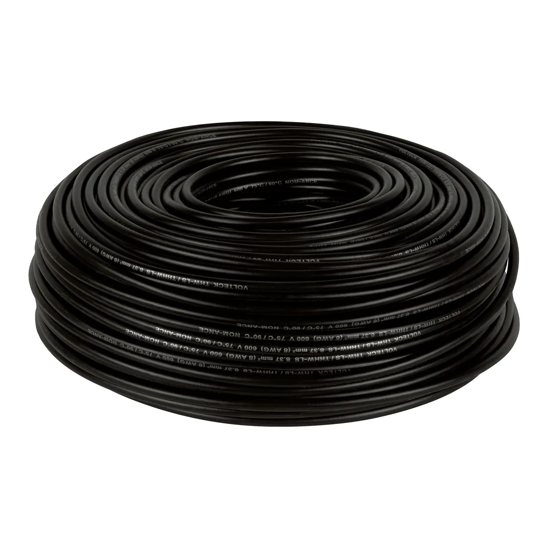 Rollo de 100 m de cable THHW-LS 8 AWG negro, VOLTECK