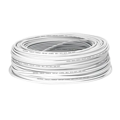 Rollo de 100 m de cable THHW-LS 14 AWG blanco, VOLTECK