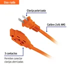 Extensión eléctrica de uso rudo 6 m 2x16 AWG, VOLTECK 2