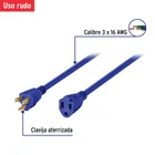 Extensión de uso rudo aterrizada 4 m 3x16 AWG, VOLTECK 5
