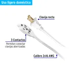 Extensión eléctrica doméstica 3 m clavija recta, blanca 2