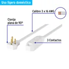 Extensión doméstica aterrizada 5 m blanca con clavija plana 4
