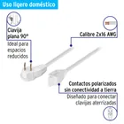 Extensión eléctrica doméstica 6 m clavija plana, blanca 2