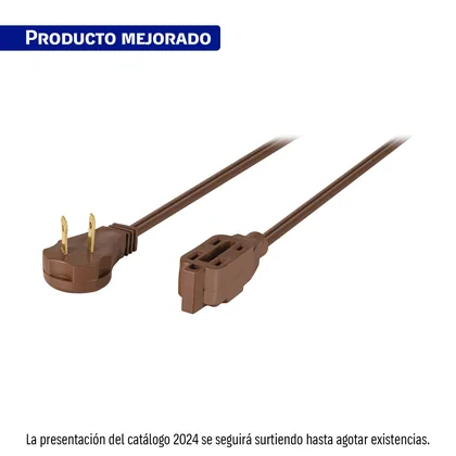 Extensión eléctrica doméstica 8 m clavija plana, café