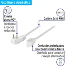 Extensión eléctrica doméstica 10 m clavija plana, blanca 2