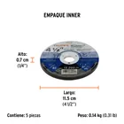Disco abrasivo de corte preciso acero inox 4-1/2'x1mm TRUPER 5