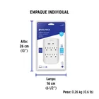 Multicontacto de pared, 800 Joules, 6 contactos y 2 USB A+C 4
