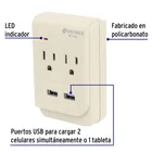 Multicontacto, 2 entradas y 2 entradas USB, 2 polos + tierra 2