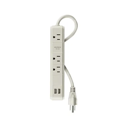 Multicontacto 16 AWG 3 entradas 2 puertos USB supresor 300 J