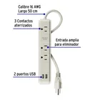 Multicontacto 16 AWG 3 entradas 2 puertos USB supresor 300 J 2