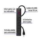 Multicontacto 16 AWG doméstico con 6 entradas, negro VOLTECK 2