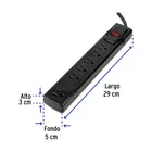 Multicontacto 16 AWG doméstico con 6 entradas, negro VOLTECK 3