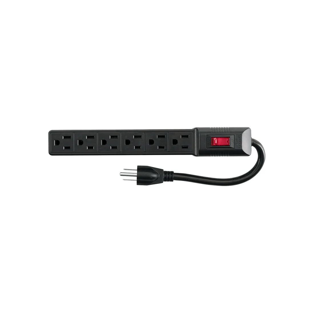 Multicontacto 16 AWG doméstico económico 6 entradas, negro