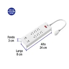 Multicontacto 6 entradas, 2 USB A + 2 USB C, blanco, VOLTECK 3