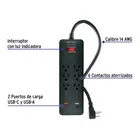 Multicontacto 6 entradas, 2 USB A + 2 USB C, negro, VOLTECK 2