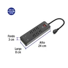 Multicontacto 6 entradas, 2 USB A + 2 USB C, negro, VOLTECK 3