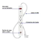 Multicontacto 4 entradas, 1 USB A + 1 USB C, blanco, VOLTECK 3