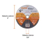 Disco abrasivo de corte preciso metal 9' x 2 mm, TRUPER 2