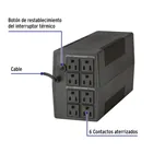 No Break 900 VA / 480 W con 8 contactos, VOLTECK 2