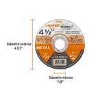 Disco abrasivo de corte preciso metal 4-1/2' x 1.2 mm,TRUPER 2
