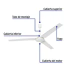 Ventilador de techo para interior, 56', blanco, VOLTECK 8