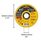 Disco abrasivo de corte preciso metal 4-1/2' x 1.6 mm PRETUL 2