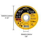Disco abrasivo de corte preciso metal 4-1/2' x 1 mm, PRETUL 3