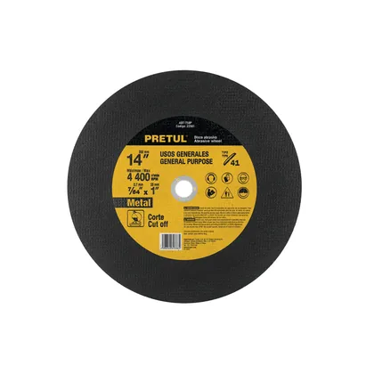 Disco Tipo 41 de 14' x 3.1 mm para corte de metal, PRETUL