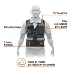 Chaleco seguridad reforzado negro con bolsas, G, EXPERT 3