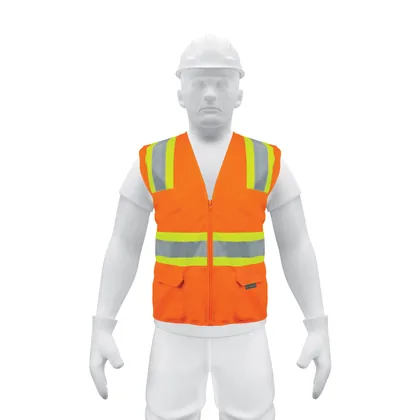 Chaleco de seguridad naranja máxima visibilidad y 6 bolsas