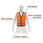 Chaleco seguridad reforzado naranja con bolsas, EG, EXPERT 3