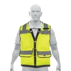 Chaleco seguridad reforzado amarillo con bolsas, G, EXPERT 1