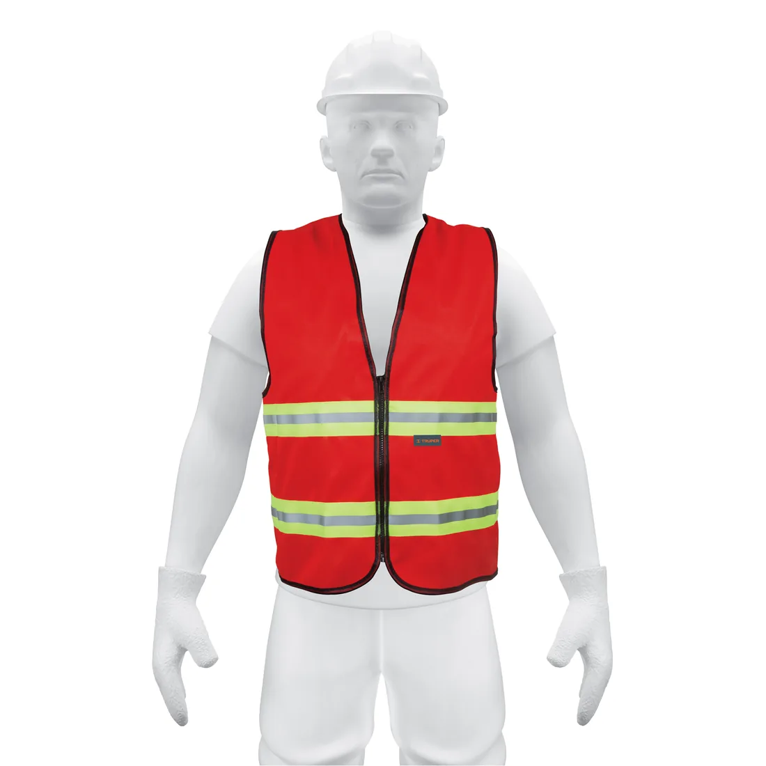 Chaleco de seguridad rojo alta visibilidad con cierre