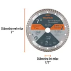 Disco de diamante de 7' x 2.8 mm, rin turbo, TRUPER 2