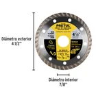 Disco de diamante de 4-1/2' x 1.2 mm, rin turbo, PRETUL 2