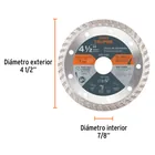 Disco de diamante de 4-1/2' x 2.2 mm, rin turbo, TRUPER 2