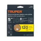 Paquete con 5 discos de lija 5' grano 120, 8 perforaciones 4
