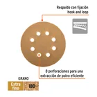 Paquete con 5 discos de lija 5' grano 180, 8 perforaciones 2