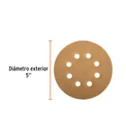 Paquete con 5 discos de lija 5' grano 240, 8 perforaciones 3