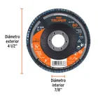 Disco laminado 4-1/2', grano 80 centro 7/8', fibra, TRUPER 3