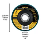 Disco laminado 4-1/2', grano 40 centro 7/8', fibra, PRETUL 8