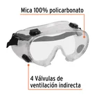 Goggles de seguridad con válvulas de ventilación indirecta 2