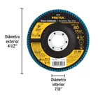Disco laminado 4-1/2', grano 80 centro 7/8', fibra, PRETUL 8
