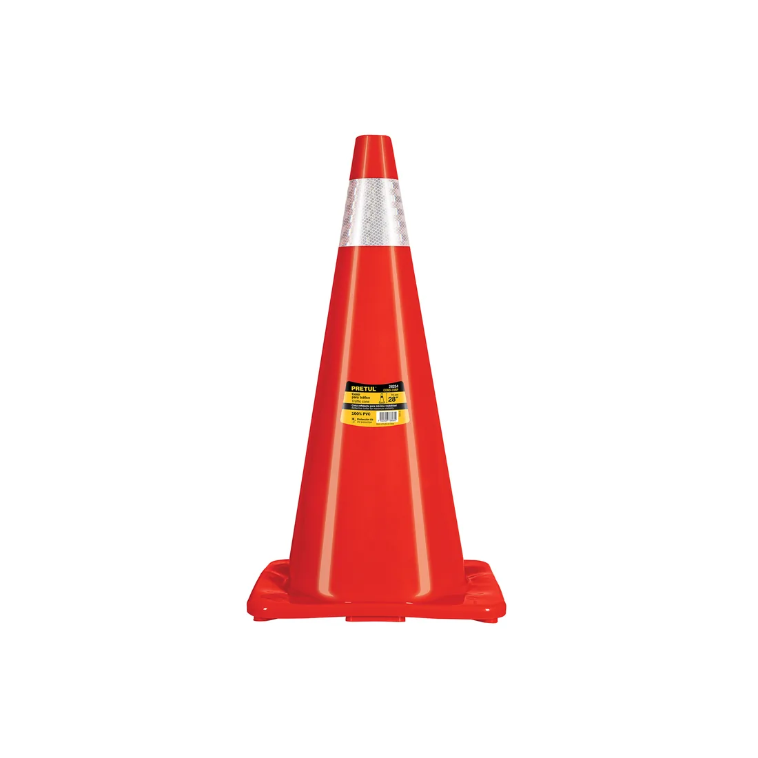 Cono de precaución de 70 cm de PVC con reflejante, PRETUL