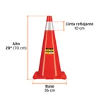Cono de precaución de 70 cm de PVC con reflejante, PRETUL 3