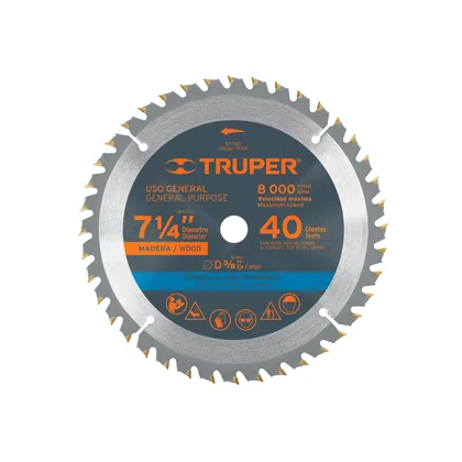 Disco sierra 7- 1/4' para madera, 40 dientes centro 5/8'