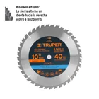 Disco sierra 10' para madera, 40 dientes centro 5/8', TRUPER 2