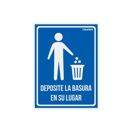 Letrero señalización'DEPOSITE LA BASURA EN SU LUGAR',21x28cm