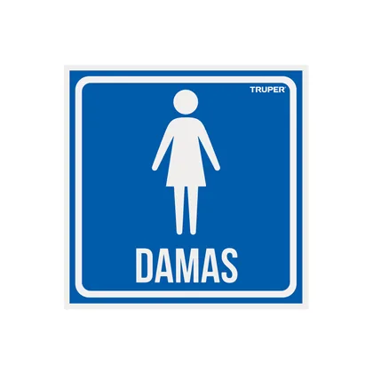 Letrero de señalización 'DAMAS', 19 x 19 cm, TRUPER
