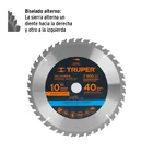 Disco sierra 10' para madera, 40 dientes centro 1', TRUPER 2